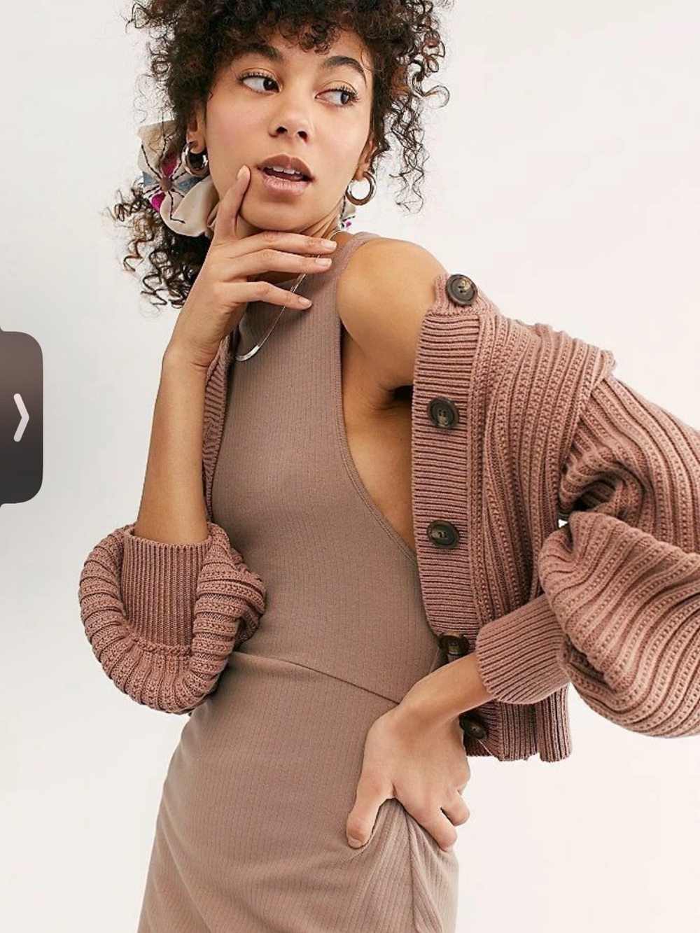 Free People Size Small Cardi Mocha Classic Cardigan Sweater - Picture 2 of 9